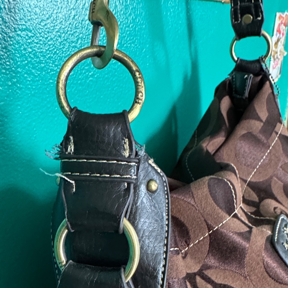 🐎🐻🤎👜Coach Dark Brown Patterned Shoulder Bag - Picture 7 of 16